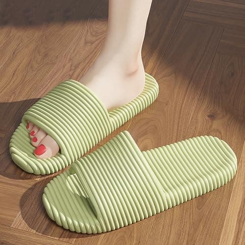 Lightweight Quick-Dry Shower Slippers for Women and Men, Slip-On Indoor Outdoor Slides with Soft EVA Sole, Open Toe Pool Sandals for Home Beach Gym Travel (Green, 4.5) — view 3