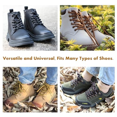 Yusimu Heavy Duty Boot Laces 4.5mm Round Work Hiking, Yellow/Brown, 120cm — view 6