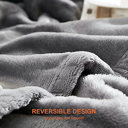 EHEYCIGA Single Fleece Throw Blanket for Sofa 130x165cm, Grey — view 4