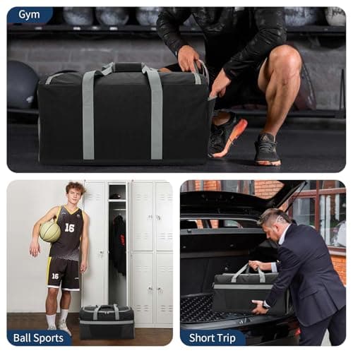 Apenze 65L Mens Gym Bag Sport Holdall with Wet/Shoe Compartment - 24 inch Multi-Pockets Duffel Bag for Travel/Gym/Sports - Black — view 6
