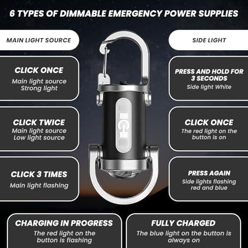 500LM Super Bright Mini Keychain Flashlight Waterproof LED Rechargeable Lumilink Torch Light High Lumens EDC Pocket Flashlight for Emergency Power Outdoor Hiking Camping (Black) [Energy Class A+++] — view 6