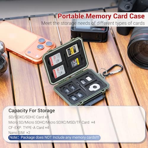 Kiorafoto Slim 18 Slots Memory Card Case for 8 SD 4TF 4 CFA 2 Nano SIM — view 2