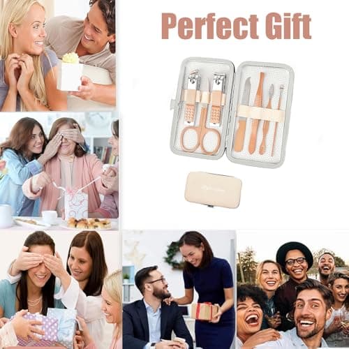 Manicure Set,Nail Clipper Set Personal Care Manicure Pedicure Set Portable Travel Grooming Kit for Women Men Family Friends Wife (Pink) — view 6