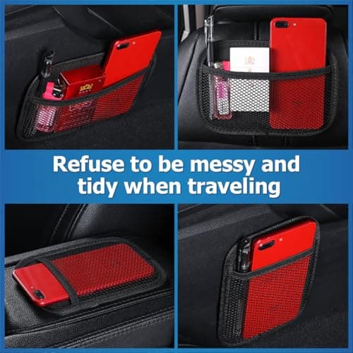 JNNJ Car Storage Organizer Net, Car Sundries Holder Mesh Bag, Self-Adhesive Phone Storage Bag, Vehicles Interior Universal Mini Elastic Rack Multifunctional — view 6