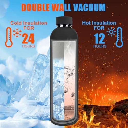 flintronic 1000ml Insulated Water Bottle, Keeps Drinks Cold 24 Hrs/Hot 12 Hrs, Stainless Steel, Sports Flask, BPA Free — view 2