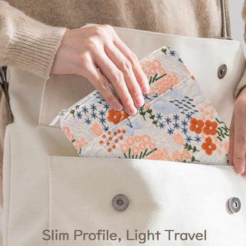 Dadanism 6-7 Inch Embroidered Flower Padded Sleeve for eReader,Beige Floral — view 6