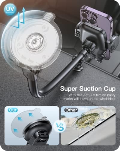APPS2Car Gooseneck Truck Phone Holder, Suction for Van, Windscreen Dashboard Mount, Long Arm Gooseneck Adjustable Mobile Cradle, Universal Hands Free Vent Stand for iPhone Samsung etc — view 5