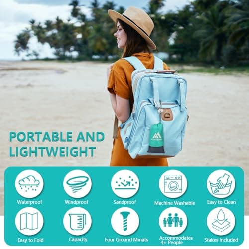 flintronic Beach Blanket Sandproof, Beach Mat Sand Free, Large Picnic Blanket Waterproof, 210 x 200cm, for 4-6 Adults, for Camping, Hiking, Beach, Picnic — view 5