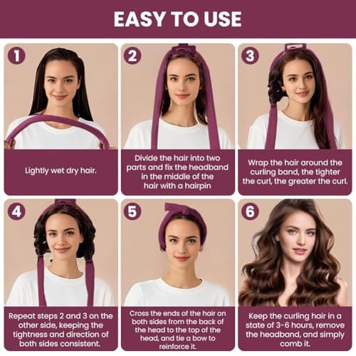 BUTBU Heatless Curlers Headband, 5PCS No Heat Hair-Curlers and Rollers — view 6