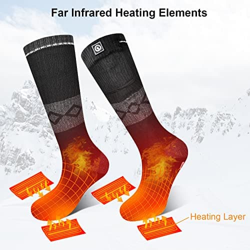 Heated Socks for Men Women Rechargeable,Thermal Electric Battery Ski Socks in Cold Weather Winter Warm for ‎Running Walking Camping Hiking Training Work Skiing Sleeping Cold Feet — view 6