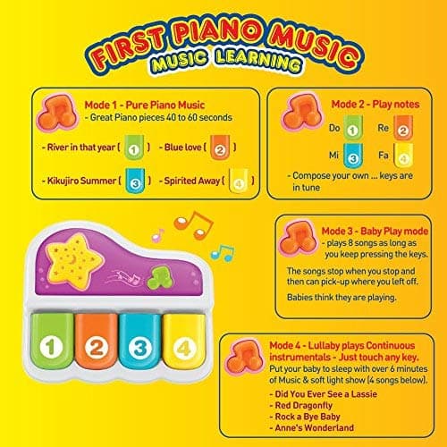 WEofferwhatYOUwant Baby Piano – Portable Musical Toy with Lights, Songs & 4 Play Modes | Educational Instrument for Toddlers | Sleep Lullabies & Projector | BPA-Free & Travel Friendly | 6+ Months — view 4
