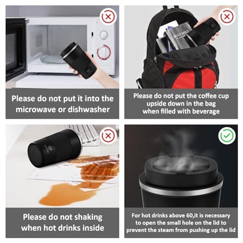 CS COSDDI Travel Mugs, Insulated Cup With Leakproof Lid - Reusable Travel Mug - Car Cup - Stainless Steel Mug for Hot and Cold Coffee, Water and Tea (Black-A, 380 ml) — view 5