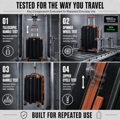 CONCEPTEN Luggage Sets Hard Shell Suitcases with Wheels, Black, Hardside — view 4