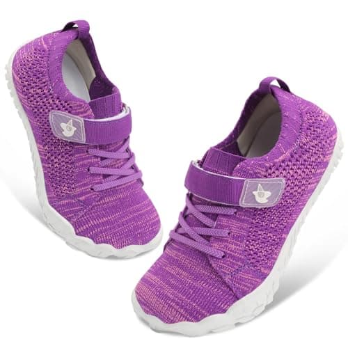 JOINFREE Kids Walking Shoes Wide Hiking Sneakers Girls Sports Tennis Trainers Non-Slip Boys School Sneaker Purple UK Child 11