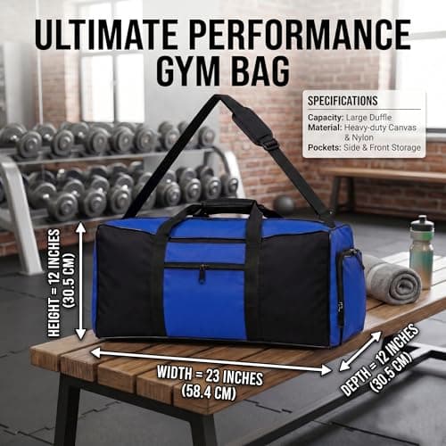 Travel Duffle Storage Holdall Bag Lightweight Gym & Sports Bag (Blue) — view 5