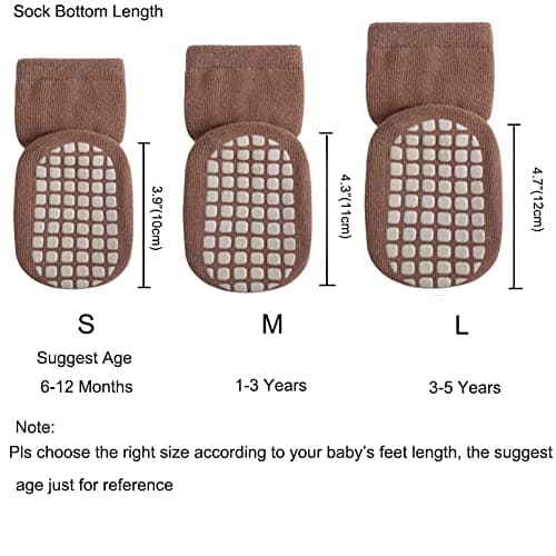 Exemaba Baby Socks with Grips for Girls Boys Cute Animal Cartoon Toddler Kids Anti-Slip Socks(D 5 Colors,M/1-3 Years) — view 4