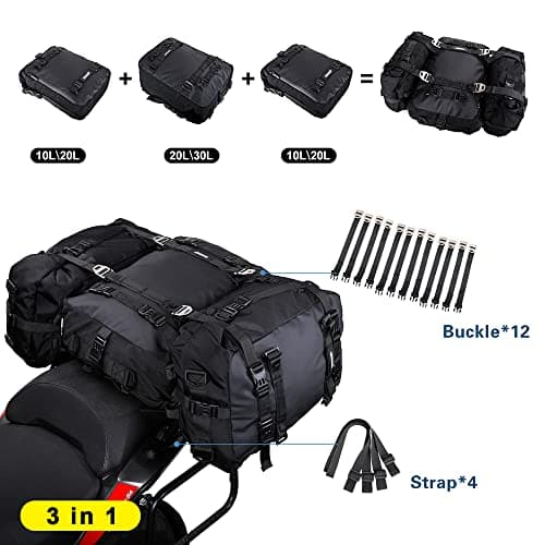 Rhinowalk Motor Pannier Bag 20L Multifunctional Waterproof Rear Rack Trunk Motorcycle Seat Bag Motorbike Saddle Bag Professional Motor Accessories-Black — view 5