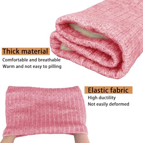 lifwimner Snoods for Men Women Winter Neck Warmer Scarf Thermal Fleece Double Layer Windproof Ski Mask for Cold Weather Birthday Gifts (Pink) — view 3