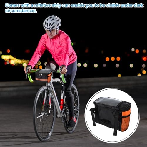 PATIKIL Bike Handlebar Bag, Bike Frame Bag Waterproof, Orange — view 5