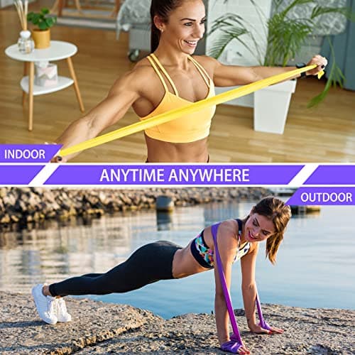 GIEMIT Resistance Bands Set,TPE Elastic Bands with 4 Resistance Levels (Light to X-Heavy)，Exercise Bands for Recovery, Physical Therapy,Fitness,Yoga,Pilates,Rehab,Strength Training — view 5