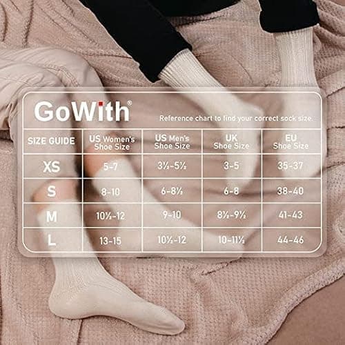 GoWith Natural Pure Cotton Socks 5 pairs pack for men and women, soft top seamless toe hypoallergenic, undyed and prewashed, organic Thick Comfort Cuff (UK, Alpha, L, Regular, Regular, Natural) — view 4