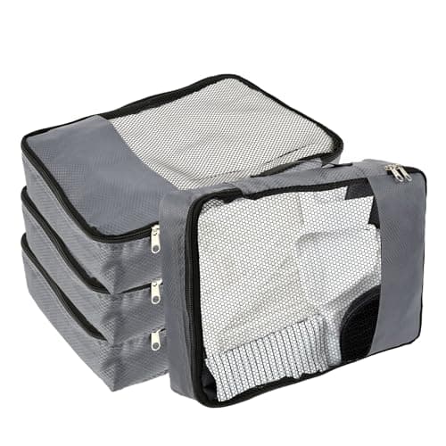 Kuanght 4 Piece Packing Cubes for Suitcases, 33x24x7.5cm Travel Organiser Bags with Double Zipper Mesh Top, Luggage Organizers for Clothes Shoes Toiletries