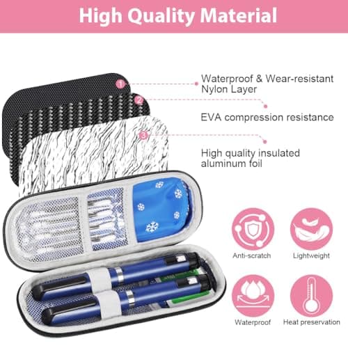 Fefod Insulin Cooler Travel Case, Medicine Cooler for Travel Insulin Case with 2 Ice Pack, Diabetic Supplies Insulin Pen Case, Diabetic Small Storage Travel Pack, Portable Insulin Travel Case — view 3