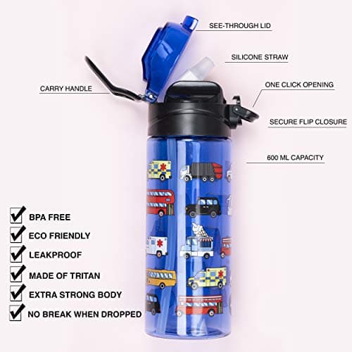 Fringoo 600ml Kids Water Bottle - Leakproof, Straw & Lock Lid - 14 Designs — view 3
