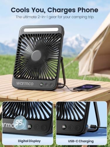 Warmco D4 Rechargeable Camping Fan 20000mAh, LED Lantern, 48H Runtime — view 6
