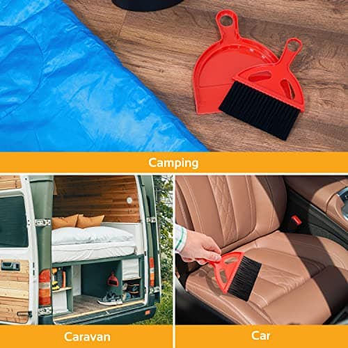 Milestone Camping 20940 Mini Dustpan and Brush Set Ideal for Camping Tents Caravans, 20cm x 17cm x 15cm, Red — view 6