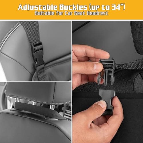 Luxja Car Front Seat Organiser with Accordion File Pocket, Black — view 4