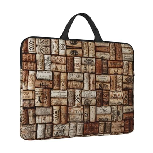Wine Cork 14 Inches Laptop Sleeve Compatible Protective Case With Zipper Classic Portable Handle — view 4