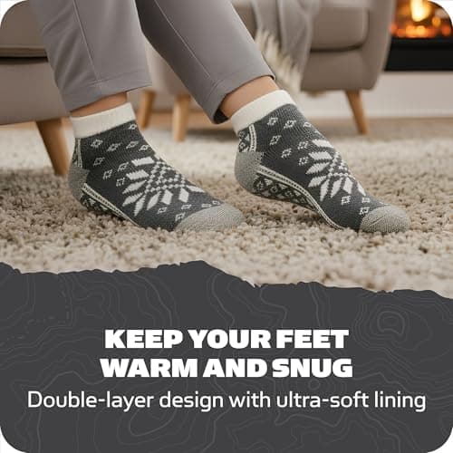 YakTrax Cabin Socks, Aloe-Infused Double-Layer Cosy Socks with Plush Lining — view 3