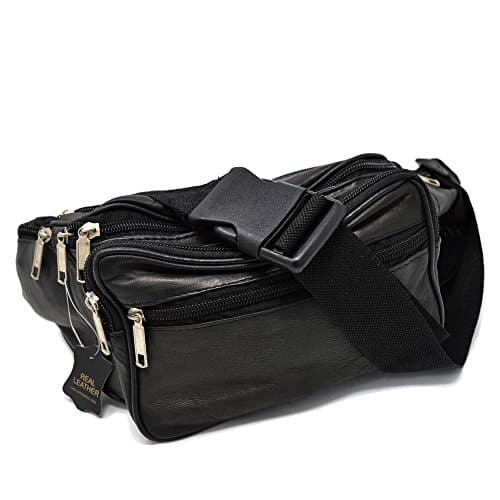 Leather Waist Bag Bum Bag Travel Pouch Pack 5 zips — view 6