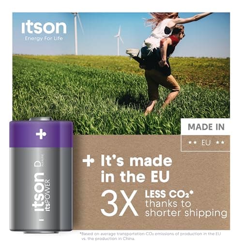 ITSON, D batteries, pack of 2, eco-friendly packaging of 95 Percentage recycled materials, for clocks, torches, remote controls, made in EU — view 6