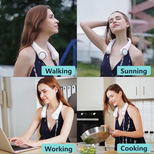 ThreeH Quiet Neck Fan USB Charged Bladeless Personal Fan with Soothing Color Lights Portable Quiet for Home Office Outdoor Activities Purple — view 2