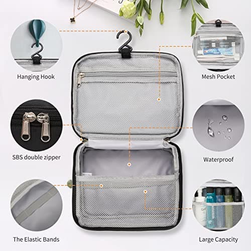 Hanging Toiletry Bag for Men – Small Travel Wash Bag with Sturdy Hook, Waterproof Shower Bag & Dopp Kit, Lightweight Mens Toiletry Bags for Bathroom Essentials — view 2