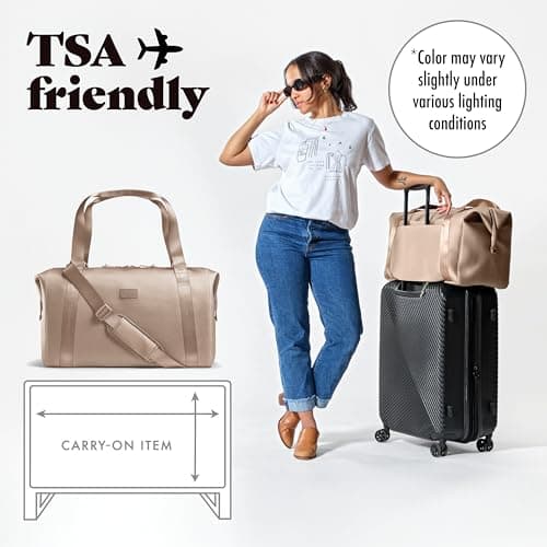 Fit & Fresh Premium Neoprene Weekender Bag, Travel Bag with Trolley Sleeve, Large Overnight Bag, Carry on Bag, Duffel Bags, Gym Bag, Taupe, Carry-On, Neoprene Weekender Duffel Bag — view 5