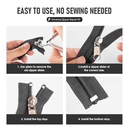 IONEKIUK 85Pcs Zip Repair Kit, Universal Zipper Repair Kit with Pliers — view 3