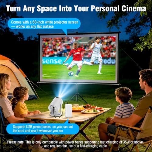 Ultimate 4K Mini Projector with 360° Rotation, Portable Smart Projector for Bedroom & Home Cinema, WiFi6, Bluetooth, Built-in Apps, Short Throw Projector & USB-C Power Bank Compatible — view 2