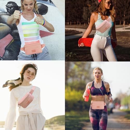 Bumbags Waist Fanny Pack Ladies Fashion Bum Bag with Adjustable Belt for Sport Hiking Girls Women (Pink) — view 6