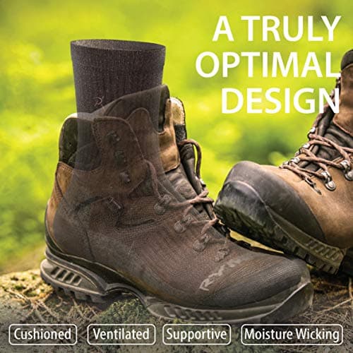 Merino Wool Blend Walking Hiking Socks Unisex (Pair) (Brown) (3-6.5) [S] — view 4