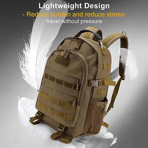 YORKING 50L Military Tactical Backpack Waterproof Assault Molle Army Assault Daypack Large Capacity Backpack for Men Women Trekking Hiking Travel Camping (Brown) — view 3