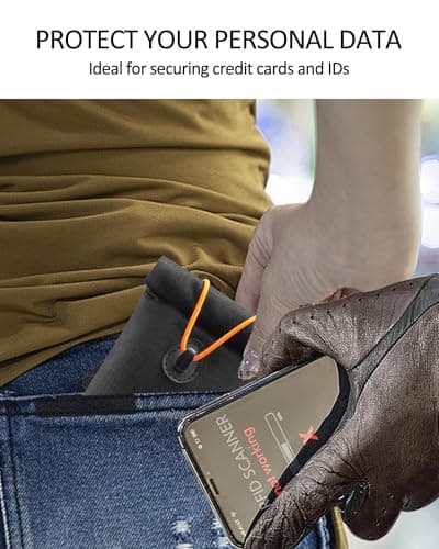 FIREDOG Faraday Pouch for Car Keys and Cell Phone, Key Signal Blocking Bag, Anti Theft Car Protection, Cell Phone WiFi/GSM/LTE/NFC/RFID/Keyless Entry Fob Signal Blocking Bag (Black) — view 6