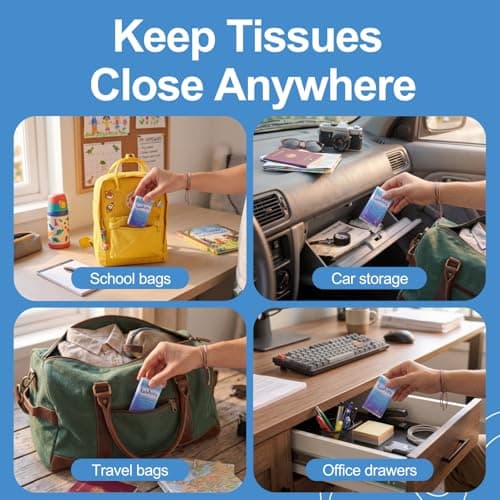 Cushies Pocket Tissues 8 Pack Multipack, 80 Soft 3 Ply Paper Hankies, Travel Size Tissue Pocket for Handbag, Car, School Bag, Ideal for Colds and Hay Fever — view 4