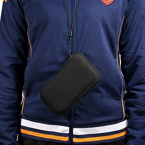 Neoprene Mobile Phone Sleeve Mesh Pocket Lanyard Case for iPhone Air,iPhone 17 16 Pro, 11 XR XS Max Samsung Galaxy S25+ 24+ S23 FE S20 FE A15 A25 A35 A55 Google Pixel 10 Pro 9, 9a 6 (L, Black) — view 6