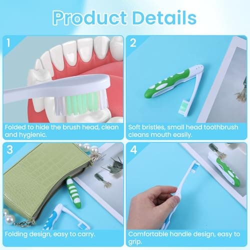 2Pcs Folding Travel Toothbrush Set - Portable Soft Bristle for Hiking, Camping, and Traveling — view 3