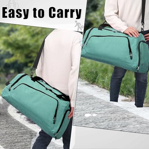 OLQI Gym Bag with Shoe Compartment & Wet Pockets for Men/Women,Sports Duffle Bags for Workout/Fitness/Travel (Turquoise, 20"x11"x11") — view 6