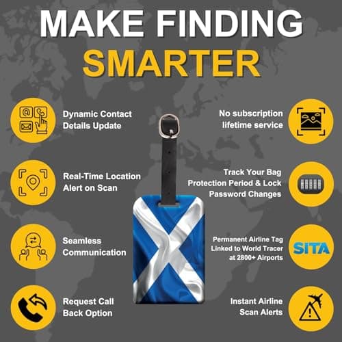 [Pack 2] tag8 Scotland Flag Smart Bag tag |Trendy Luggage tag ID Identification Fashionable Digital Name tag | Airline Compliant, SITA World Tracer Code Enabled | Travel Gift idea, Collectible — view 4