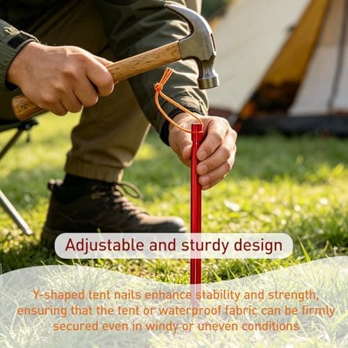 12 Pack Red Lightweight Aluminum Tent Pegs, Y Shaped Tent Pegs — view 4